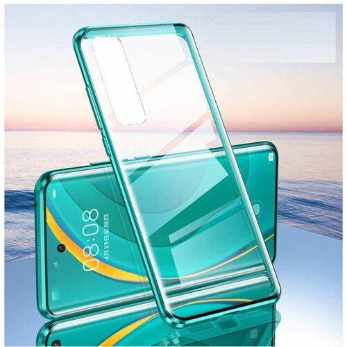 Beidseitiger 360 Grad Magnet / Glas Case H�lle Handy Tasche Bumper Gr�n f�r Samsung Galaxy S21 Ultra G998B