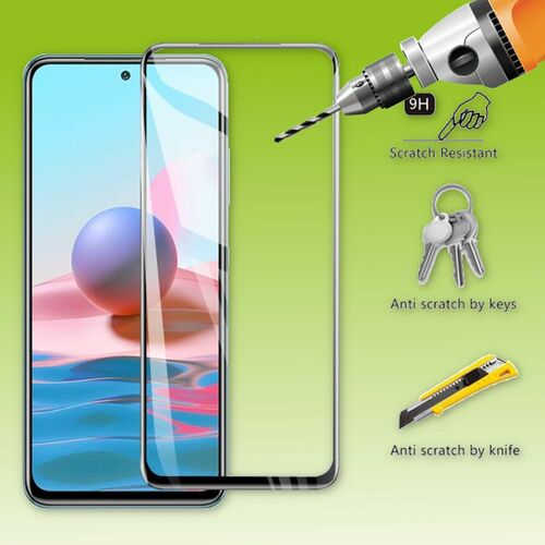 F�r Xiaomi Redmi Note 10 / Poco M3 Pro 4D Premium 0,3 mm H9 Full Curved Hart Glas Schwarz Folie Schutz H�lle Neu