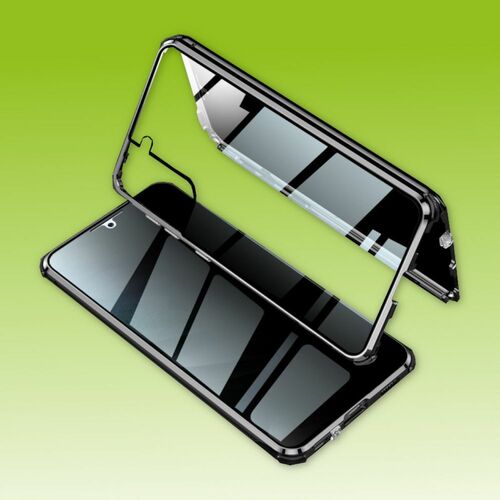 Beidseitiger 360 Grad Magnet / Glas Privacy Mirror Case H�lle Handy Tasche Bumper Schwarz f�r Samsung Galaxy S21 Plus G996B