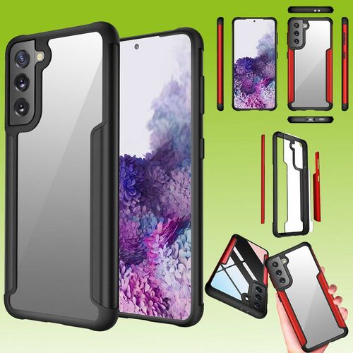 F�r Samsung Galaxy S21 Hybrid Case Iron Man Schwarz Handy Tasche H�lle Cover Schutz