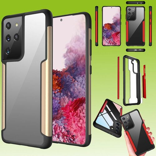 F�r Samsung Galaxy S21 Ultra Hybrid Case Iron Man Gold Handy Tasche H�lle Cover Schutz