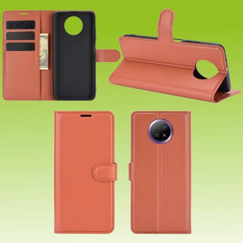 F�r Xiaomi Redmi Note 9T 5G Handy Tasche Wallet Premium Braun Schutz H�lle Case Cover Etuis Neu Zubeh�r