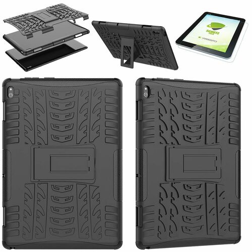 F�r Lenovo Tab E10 TB-X104F 10.1 Hybrid Outdoor Schutzh�lle Schwarz Tasche + 0.3 H9 Schutzglas