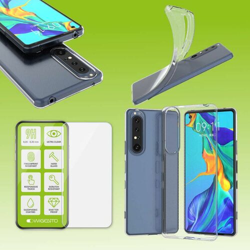 F�r Sony Xperia 1 III 3. Generation Silikoncase TPU Transparent + 0,26 H9 Glas Tasche H�lle Schutz Cover