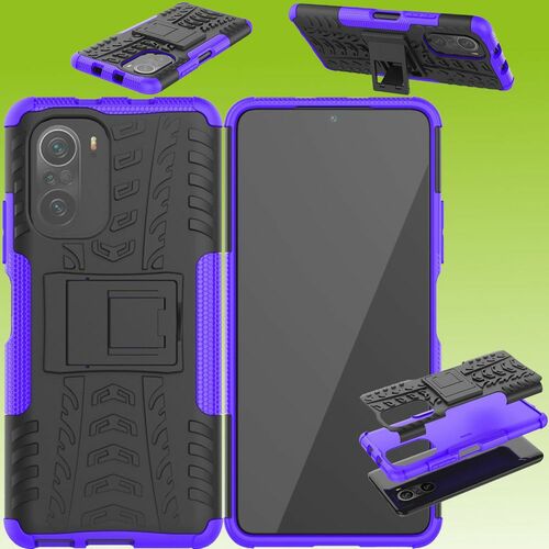 F�r Xiaomi Redmi Note 10 / 10s Hybrid Case 2teilig Outdoor Lila Tasche H�lle Cover Schutz
