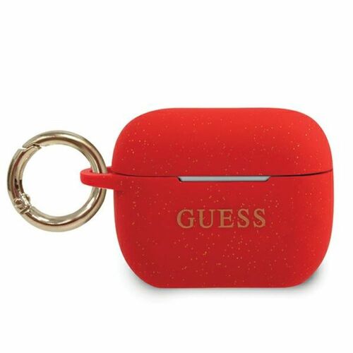 Guess Apple Airpods Pro Cover Rot Glitter Silicone Schutzh�lle Tasche Case Etui Halter