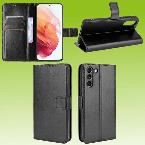 F�r Samsung Galaxy S21 FE G990B Handy Tasche Wallet Premium Schwarz Schutz H�lle Case Cover Etuis Neu Zubeh�r