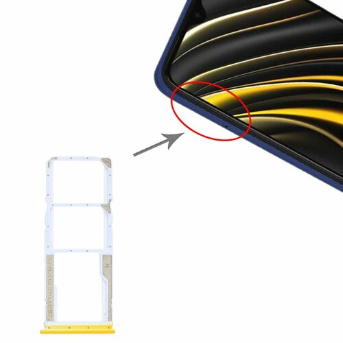 Dual Sim Card Micro SD Tray f�r Xiaomi Poco M3 Gelb Karten Halter Schlitten Holder Ersatzteil