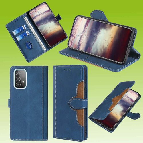 F�r Samsung Galaxy A52 5G A525 / A52s 5G Design Handy Tasche Wallet Premium Dunkel Blau Schutz H�lle Case Cover Etuis Neu Zubeh�r