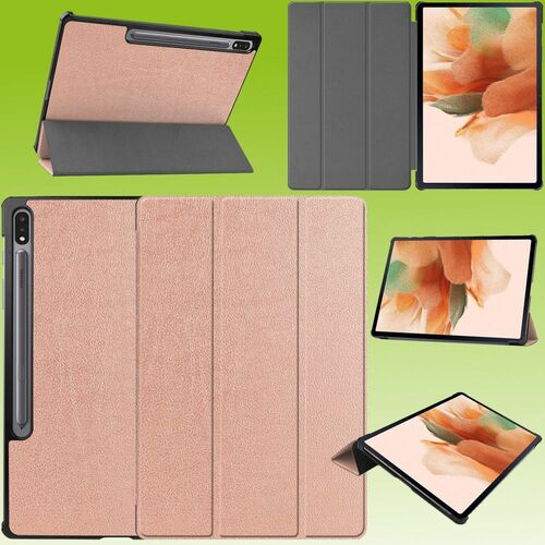 F�r Samsung Galaxy Tab S7 Plus / S7 FE/ Tab S8 Plus Premium Smartcover Rose Gold Tablet Tasche Etuis H�lle 