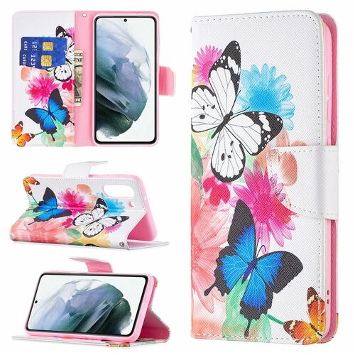 F�r Samsung Galaxy S21 FE G990B Kunstleder Handy Tasche Book Motiv 6 Schutz H�lle Case Cover Etui Neu