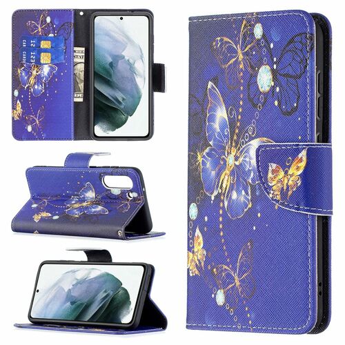 F�r Samsung Galaxy S21 FE G990B Kunstleder Handy Tasche Book Motiv 7 Schutz H�lle Case Cover Etui Neu