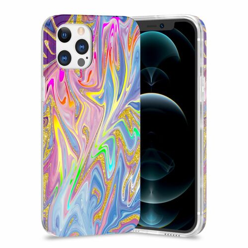 F�r Apple iPhone 12 / 12 Pro Shockproof TPU Watercolor Splash Schutz Tasche H�lle Cover Etui Motiv 1