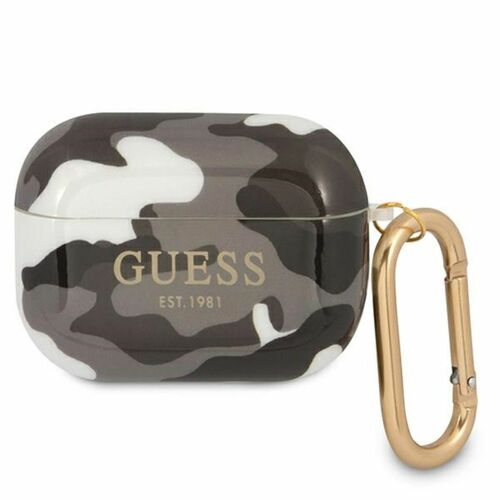 Guess Apple AirPods Pro Cover Camouflage Schwarz Silicone Schutzh�lle Tasche Case Etui