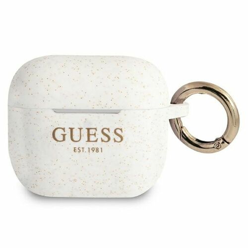 Guess Apple AirPods 3 Cover Glitter Collection Wei� Silicone Schutzh�lle Tasche Case Etui