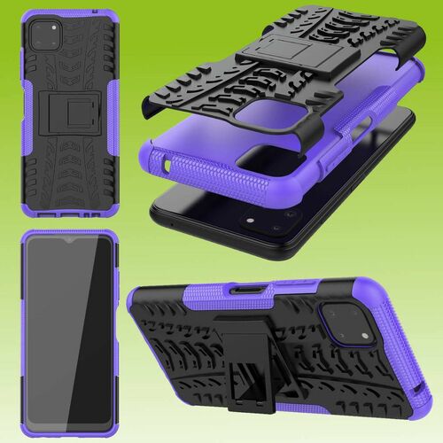 F�r Samsung Galaxy A22 5G Hybrid Case 2teilig Outdoor Lila Tasche H�lle Cover Schutz