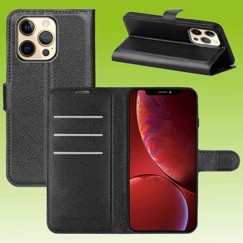 F�r Apple iPhone 13 Pro Handy Tasche Wallet Premium Schwarz Schutz H�lle Case Cover Etuis Neu Zubeh�r
