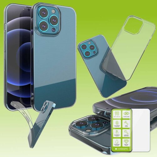 F�r Apple iPhone 13 Pro Silikoncase TPU Transparent + 0,26 H9 Glas Handy Tasche H�lle Schutz Cover