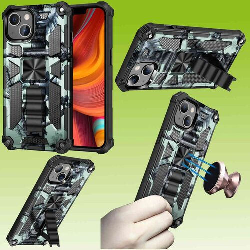 F�r Apple iPhone 13 Mini Camouflage Shockproof Armor TPU Schutz Tasche H�lle Cover Hellgr�n