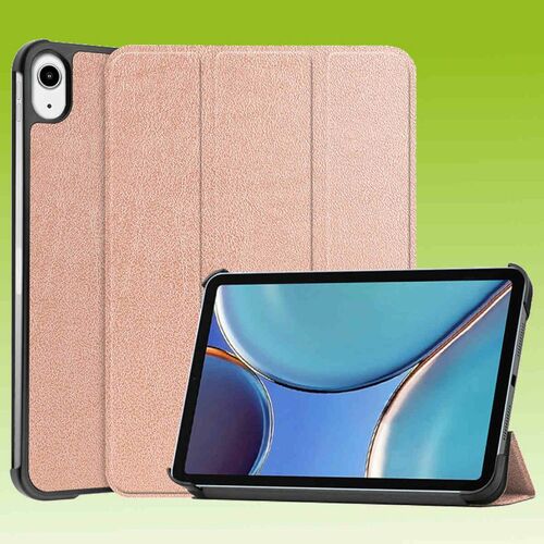F�r Apple iPad Mini 2024 8.3 Zoll / Mini 6 2021 3folt Wake UP Smart Cover Rose Gold Tasche Etuis H�lle Neu