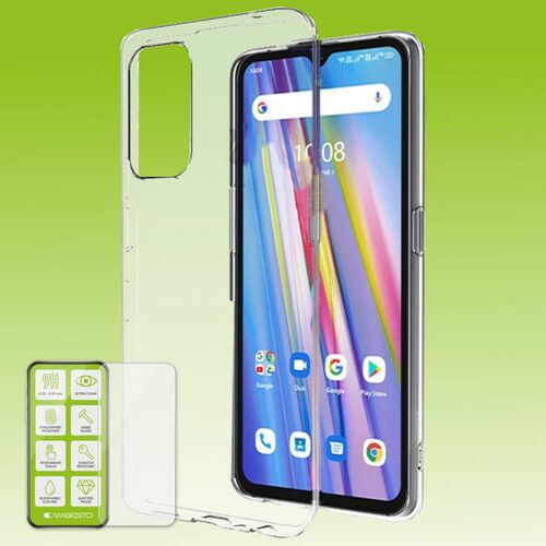 F�r Umidigi A11 Silikoncase TPU Transparent + 0,26 H9 Glas Handy Tasche H�lle Schutz Cover