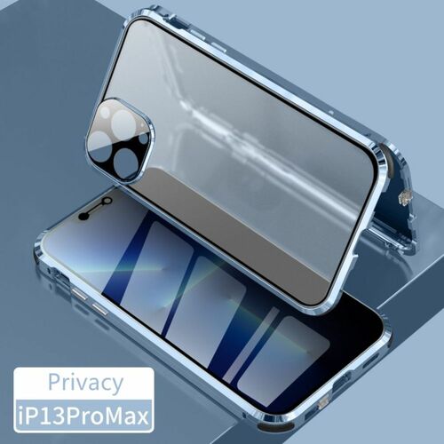 F�r Apple iPhone 13 Pro Max 360 Grad Magnet Privacy H�lle Handy Blau