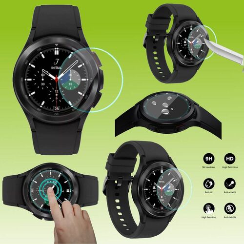 2x 4D 0,26 mm H9 Hart Glas Schock Folie f�r Samsung Galaxy Watch 4 Classic 42mm Schutz Panzer Zubeh�r Glas Neu