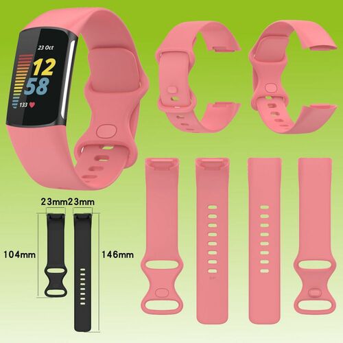 F�r Fitbit Charge 6 / 5 Silikon Watch Armband M�nner Gr��e L Rot