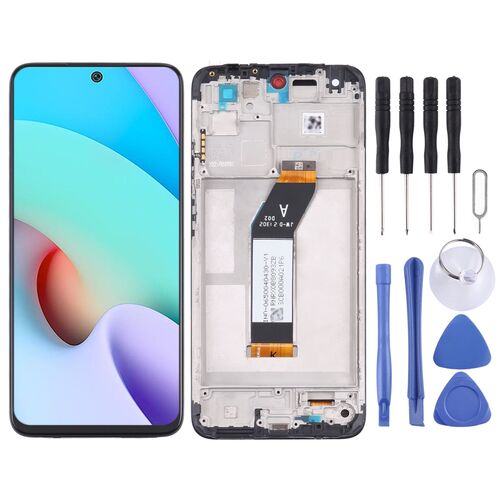 F�r Xiaomi Redmi 10 Display Full LCD mit Rahmen Einheit Touch Ersatzteil Reparatur Schwarz