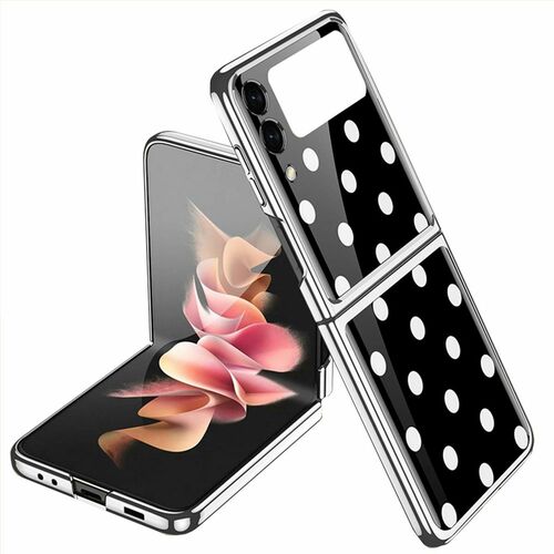 F�r Samsung Galaxy Z Flip3 5G Punkte Galvanisieren Design Kunststoff Hart Cover Handy Tasche H�lle Etuis Schwarz