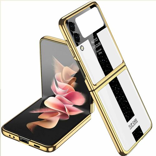 F�r Samsung Galaxy Z Flip3 5G Galvanisieren Design Kunststoff Hart Cover Handy Tasche H�lle Etuis Wei�