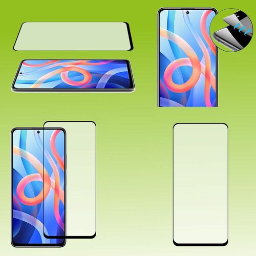 F�r Xiaomi Poco M4 Pro 5G 3D Premium 0,3 mm H9 Hart Glas Schwarz Folie Schutz H�lle Neu