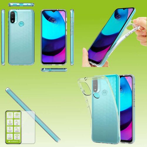 F�r Motorola Moto E40 Silikoncase TPU Transparent + 0,26 H9 Glas Handy Tasche H�lle Schutz Cover