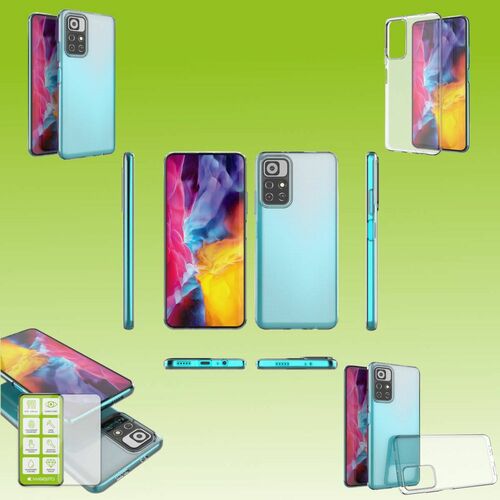 Fr Xiaomi Poco M4 Pro 5G Silikoncase TPU Transparent + 0,26 H9 Glas Handy Tasche Hlle Schutz Cover