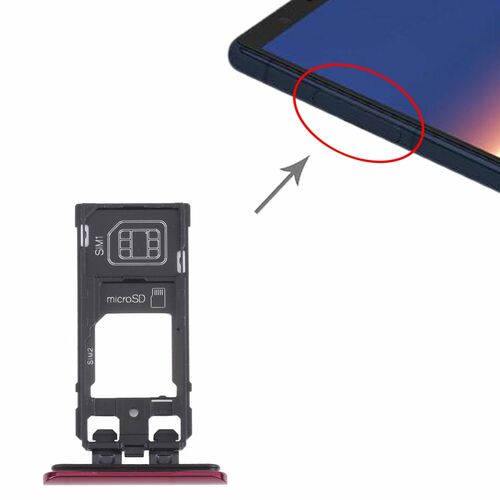 Dual SIM + Micro SD Karten Halter Card Tray f�r Sony Xperia 5 Rot Ersatz Zubeh�r