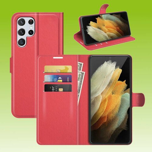 F�r Samsung Galaxy S22 Ultra Handy Tasche Wallet Premium Schutz H�lle Case Cover Etuis Neu Zubeh�r Rot