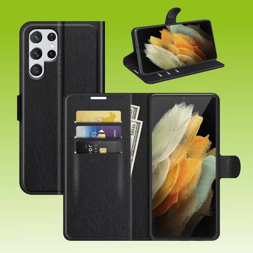 F�r Samsung Galaxy S22 Ultra Handy Tasche Wallet Premium Schutz H�lle Case Cover Etuis Neu Zubeh�r Schwarz