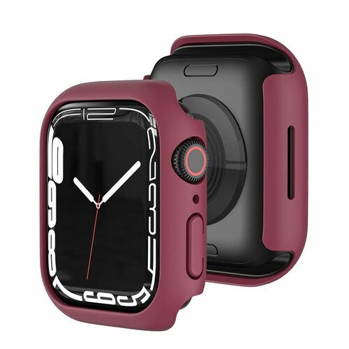 F�r Apple Watch Serie 9 8 7 45mm Schock TPU Silikon H�lle Dunkel Rot