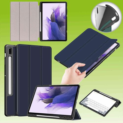 F�r Samsung Galaxy Tab S7 Plus / Tab S8 Plus DELUXE Smartcover Blau Tablet Tasche Etuis H�lle 