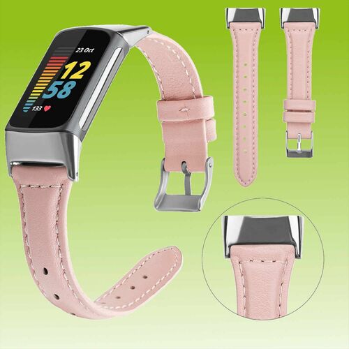 F�r Fitbit Fitbit Charge 6 / 5 Hochwertiges Leder Fitness Sport Uhr Watch Smart Armband Neu 