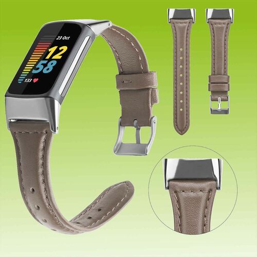 F�r Fitbit Fitbit Charge 6 / 5 Hochwertiges Leder Fitness Sport Uhr Watch Smart Armband Neu 