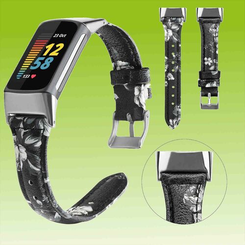 F�r Fitbit Fitbit Charge 6 / 5 Hochwertiges Leder Fitness Sport Uhr Watch Smart Armband Neu 