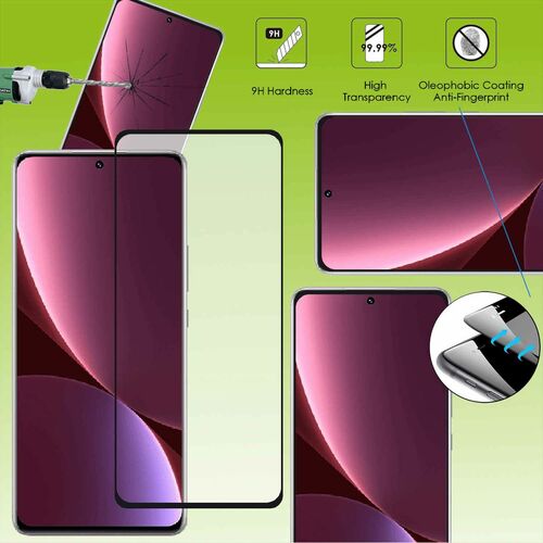 Fr Xiaomi 12 Pro 2x 4D Premium 0,3 mm H9 Hart Glas Schwarz Folie Schutz Hlle Neu