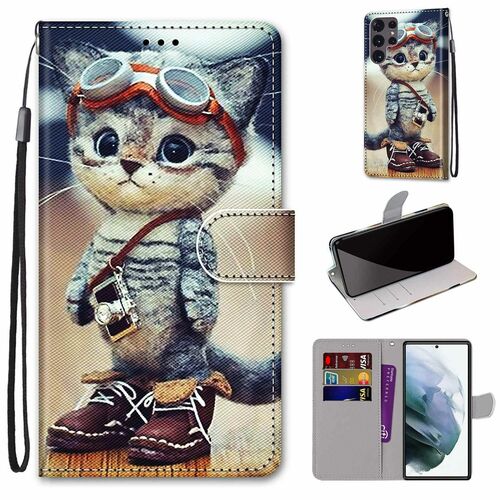 F�r Samsung Galaxy S22 Ultra 5G Kunstleder Handy Tasche Book Motiv 3 Schutz H�lle Case Cover Etui Neu