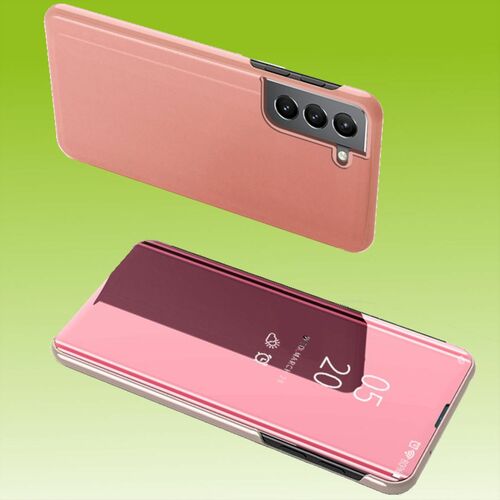 Fr Samsung Galaxy S22 Plus 5G Clear View Spiegel Mirror Smartcover Pink Schutzhlle Cover Etui Tasche Hlle Neu Case Wake UP Funktion