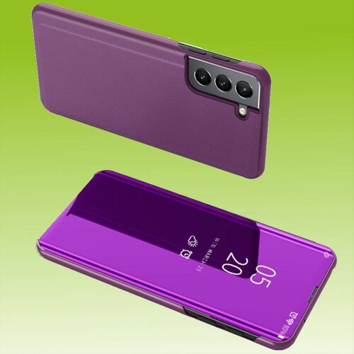 Fr Samsung Galaxy S22 Plus 5G Clear View Spiegel Mirror Smartcover Magenta Schutzhlle Cover Etui Tasche Hlle Neu Case Wake UP Funktion