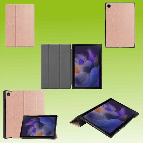 Fr Samsung Galaxy Tab A8 2021 X205 X200 3folt Wake UP Smart Cover Rose Gold Tasche Etuis Hlle