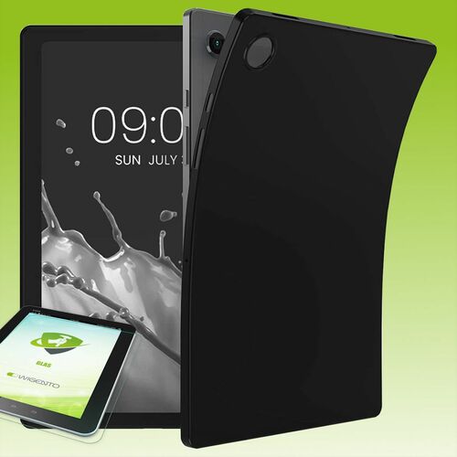 F�r Samsung Galaxy Tab A8 2021 X205 X200 Schwarz H�lle Tasche Cover + H9 Hart Glas