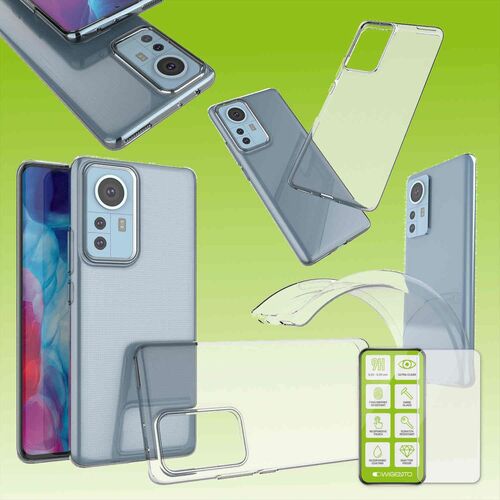 F�r Xiaomi 12 Pro Silikoncase TPU Transparent + H9 4D Full Curved Glas Handy Tasche H�lle Schutz Cover