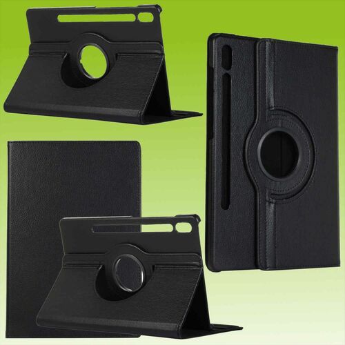F�r Samsung Galaxy Tab S10 / S9 / S8 Ultra Schwarz 360 Grad Rotation Kunstleder H�lle Cover Tablet Tasche